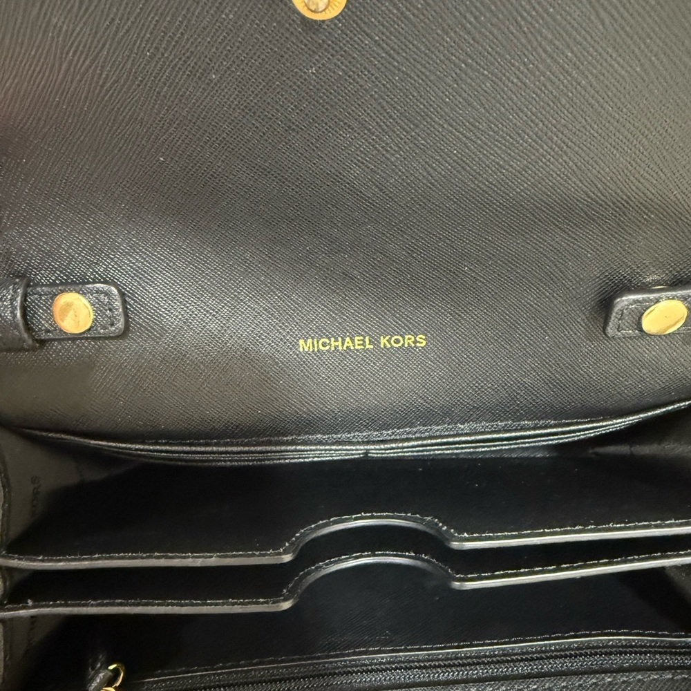 Michael Kors Black Crossbody with Gold Chain - Picture 6 of 13